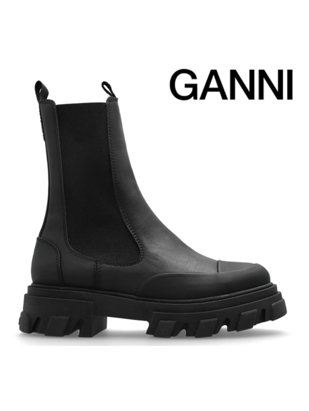 Ganni Black Lug-Sole Chelsea Booties